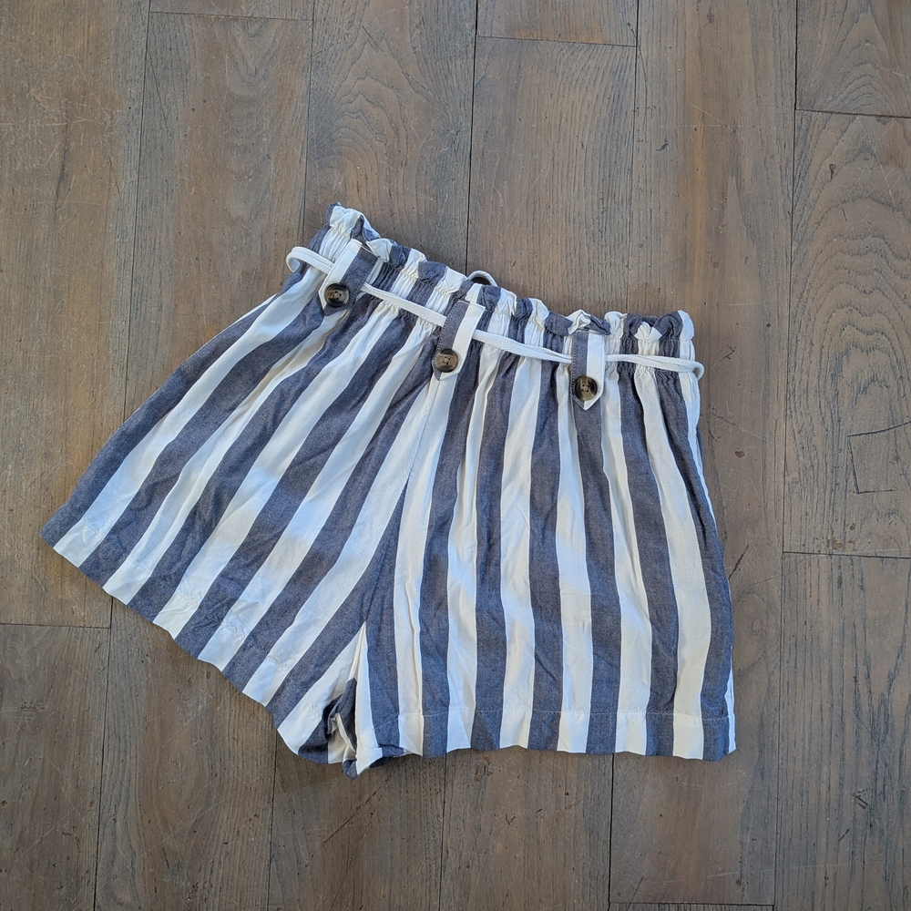 ✨American Eagle Outfitters High Waist Striped Shorts - Navy and White - Picture 4 of 4